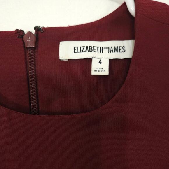 Elizabeth and James Burgundy Stitch Accent Mini Dress Size 4 Small Sleeveless - Picture 6 of 7